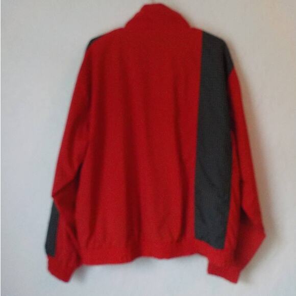 Hilton Corp Men Large Wind Jacket Red Black Color Block Elastic Waist Pocket Zip - Picture 6 of 13